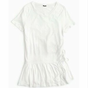 NWT J. Crew White Side-Ruched Peplum T-Shirt